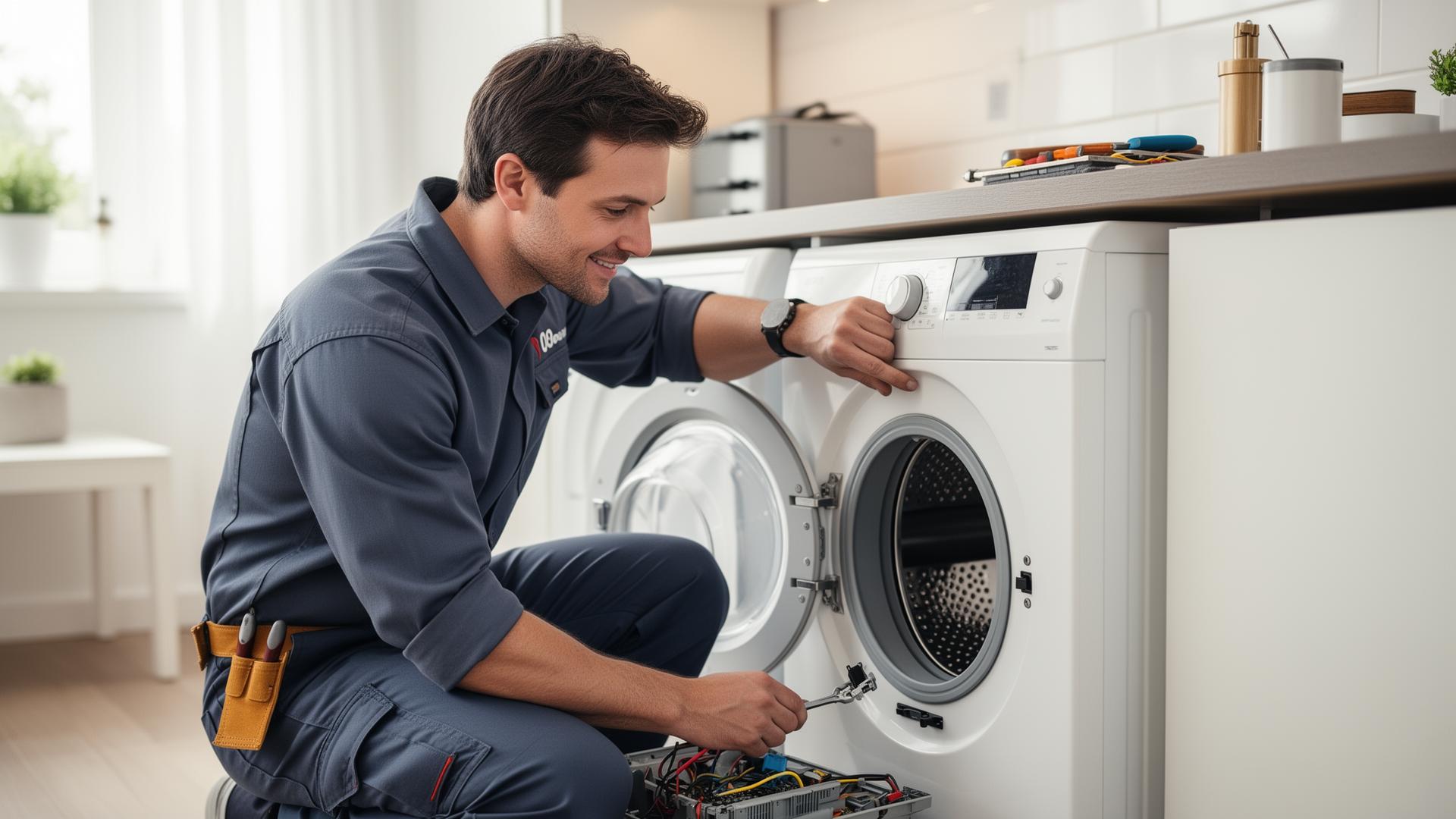 Techniker repariert eine Waschmaschine